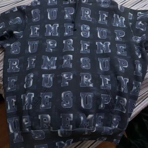 supreme navy blocked hoodie